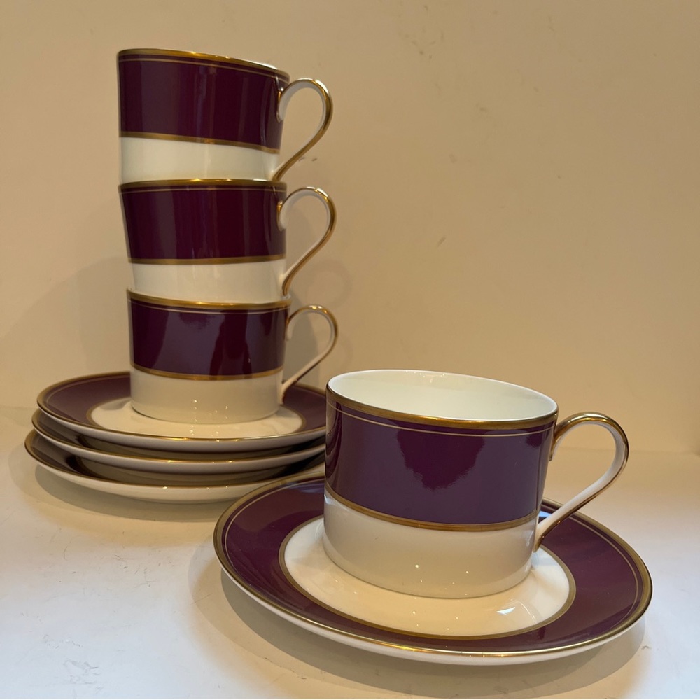 CATHY Hardwick Mikasa Wineberry A6650 Coffee Tea Cups And Saucers. Set Of 4.